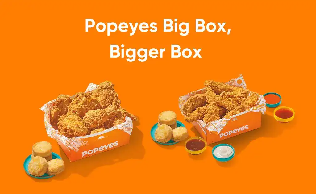 Popeyes big box, bigger box menu