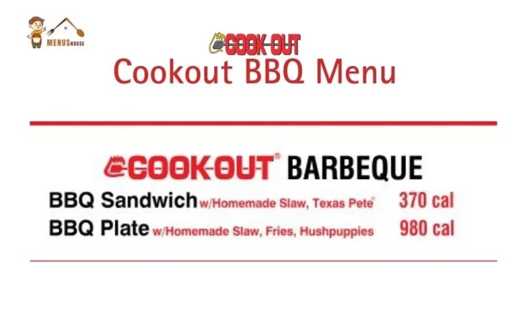 Cookout BBQ menu with prices and calories