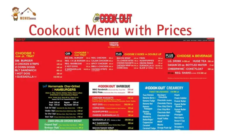 Cookout menu with prices