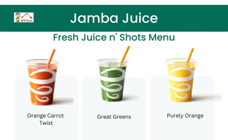 Jamba juice fresh and shots menu