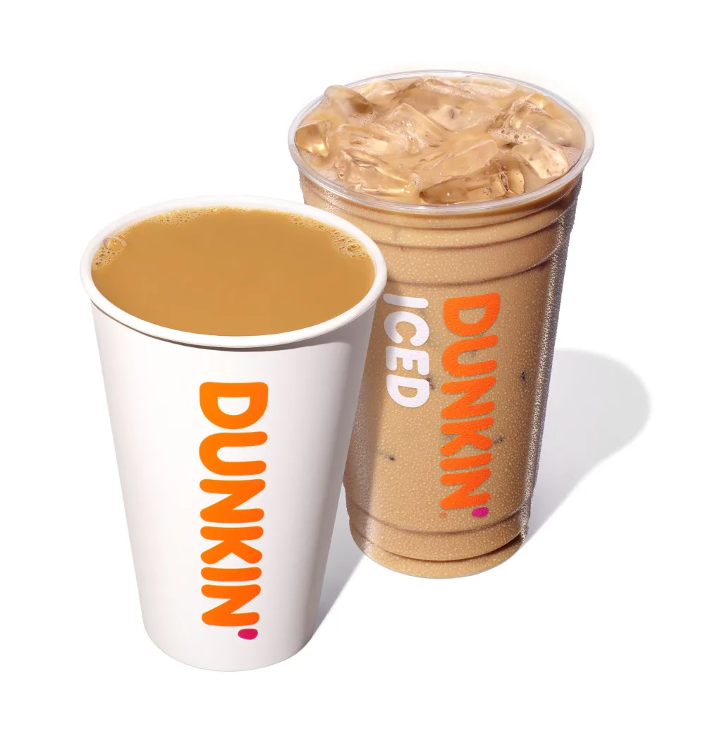 Dunkin iced coffee and hot coffee