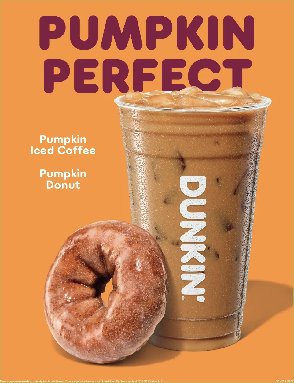 Dunkin Nutty Pumpkin iced coffee with pumpkin donut