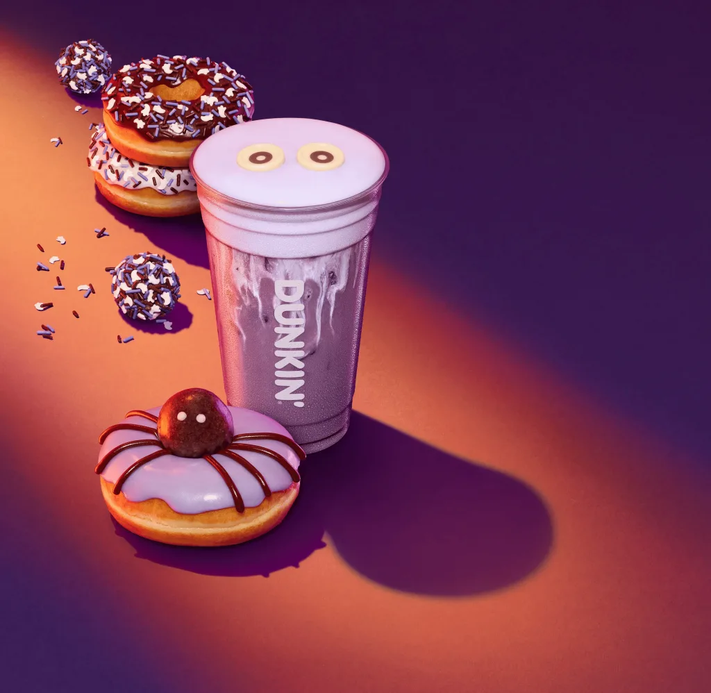 Dunkin Spider Donut and Halloween Munchkins